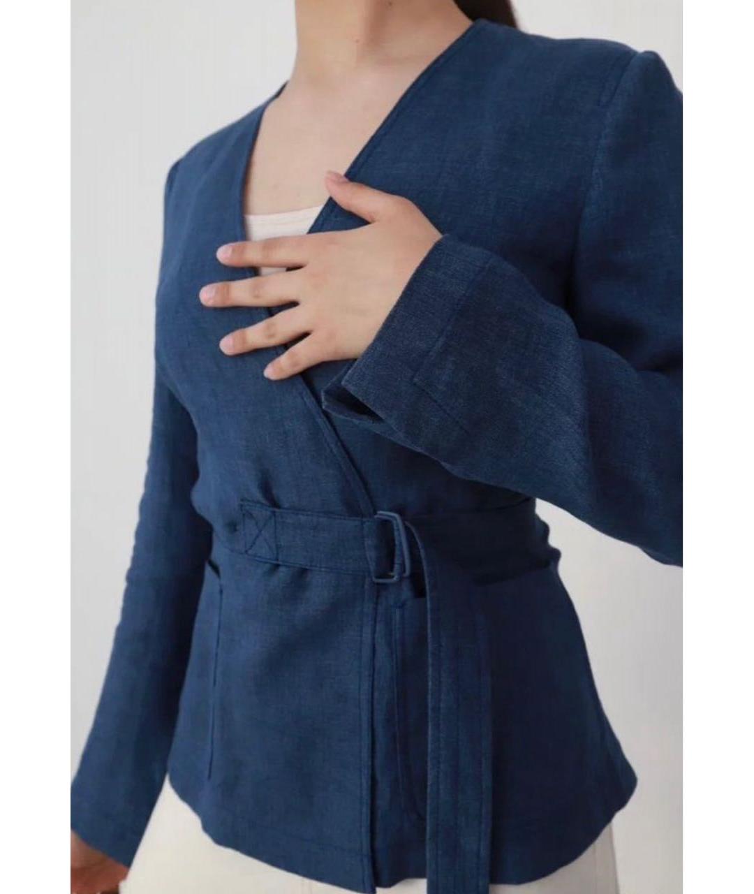 MAX MARA Синий льняной жакет/пиджак, фото 7