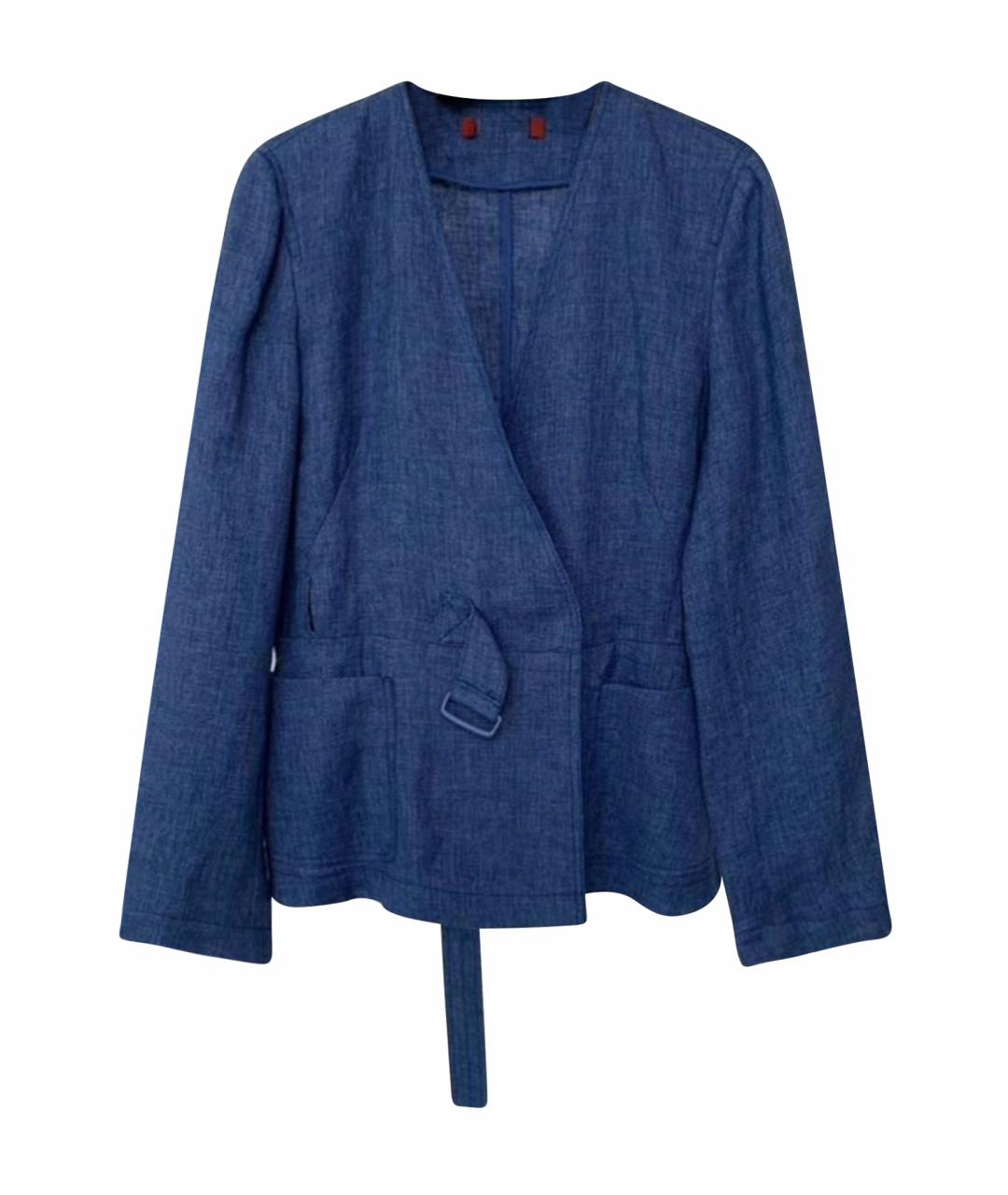 MAX MARA Синий льняной жакет/пиджак, фото 1