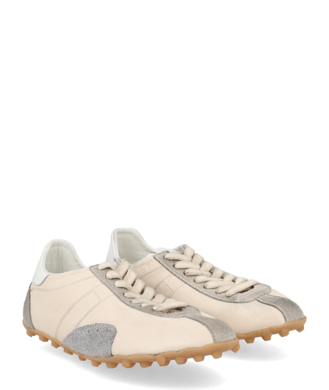 MAISON MARGIELA Бежевые кожаные кроссовки, фото 2