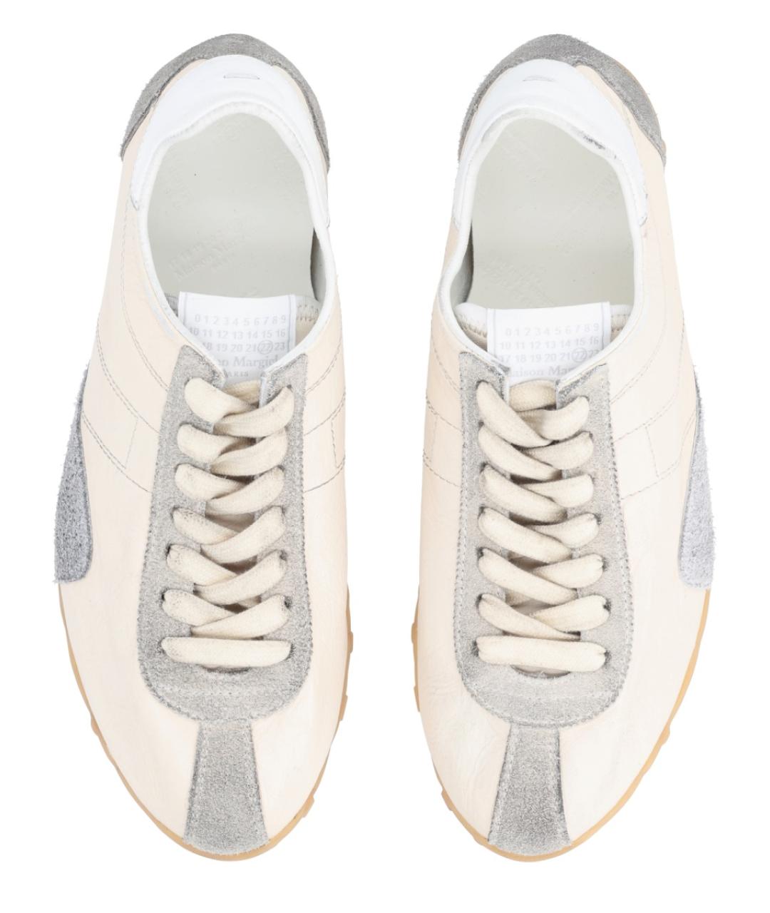 MAISON MARGIELA Бежевые кожаные кроссовки, фото 5