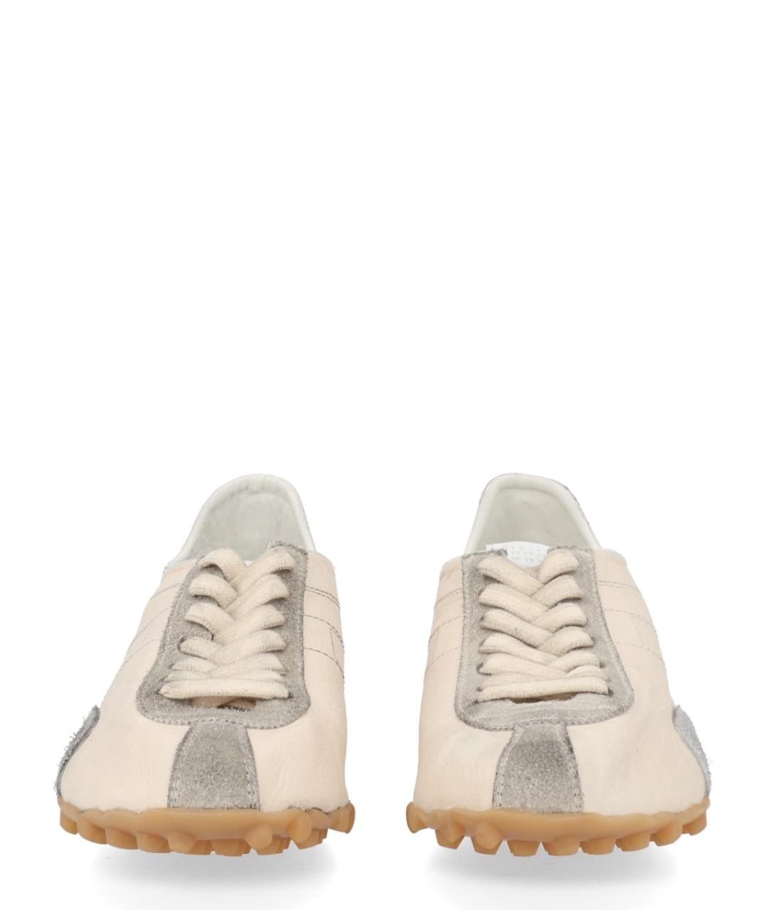 MAISON MARGIELA Бежевые кожаные кроссовки, фото 3