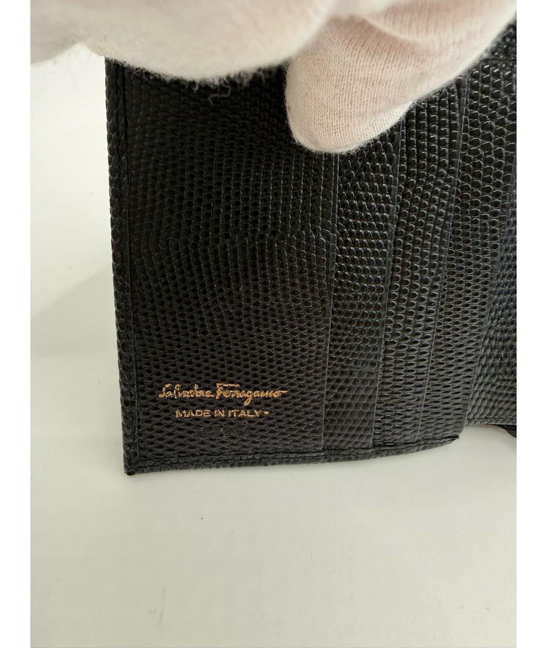 FERRAGAMO Черный кожаный кошелек, фото 5