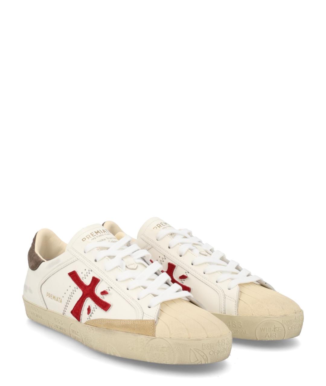 PREMIATA Белые кожаные низкие кроссовки / кеды, фото 2