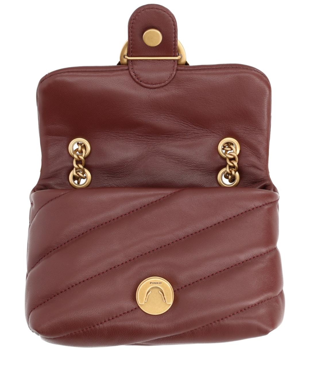 PINKO Бордовая кожаная сумка через плечо, фото 4