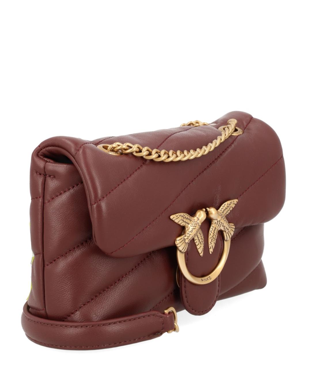 PINKO Бордовая кожаная сумка через плечо, фото 3