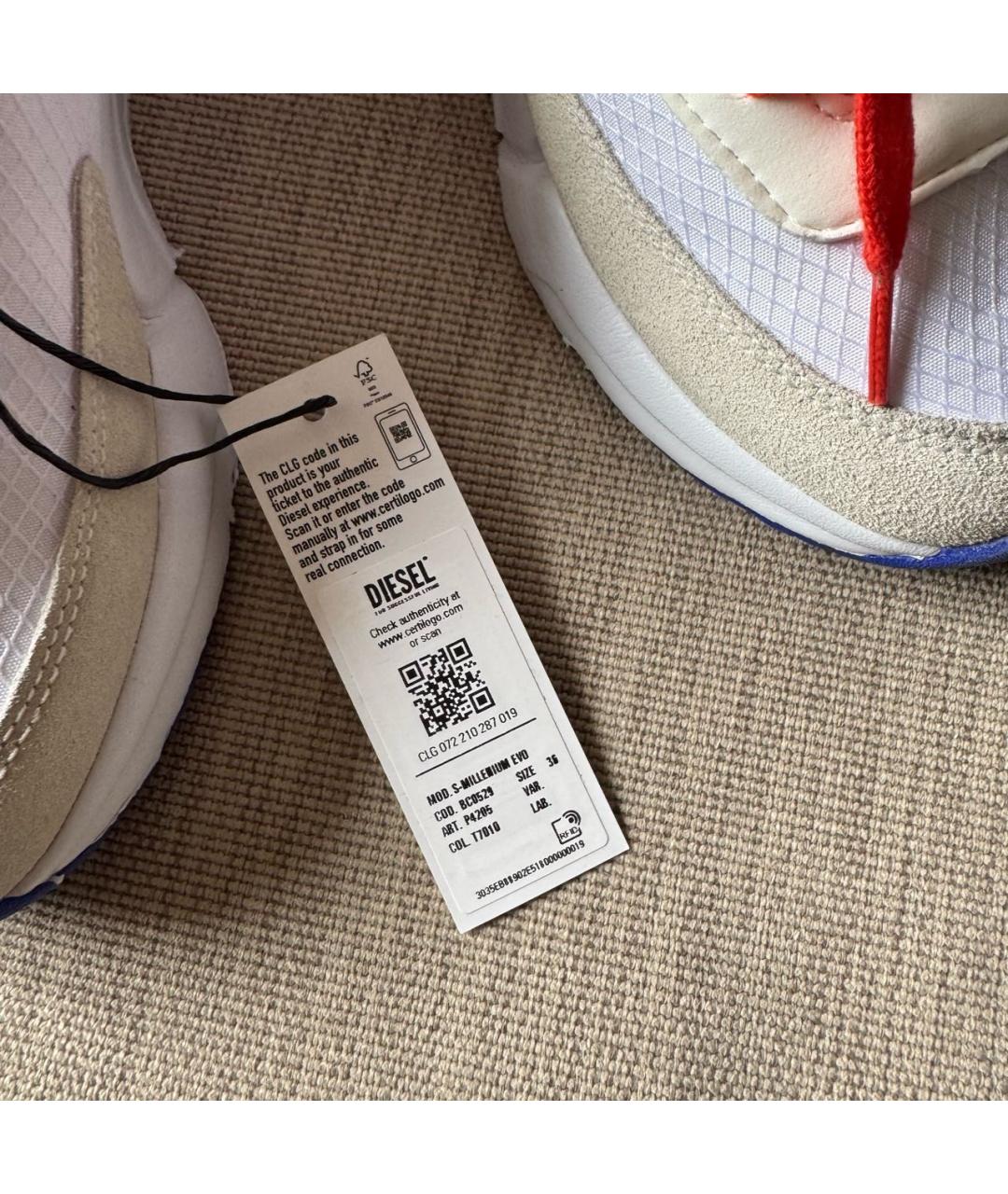 DIESEL Белые текстильные кеды, фото 8