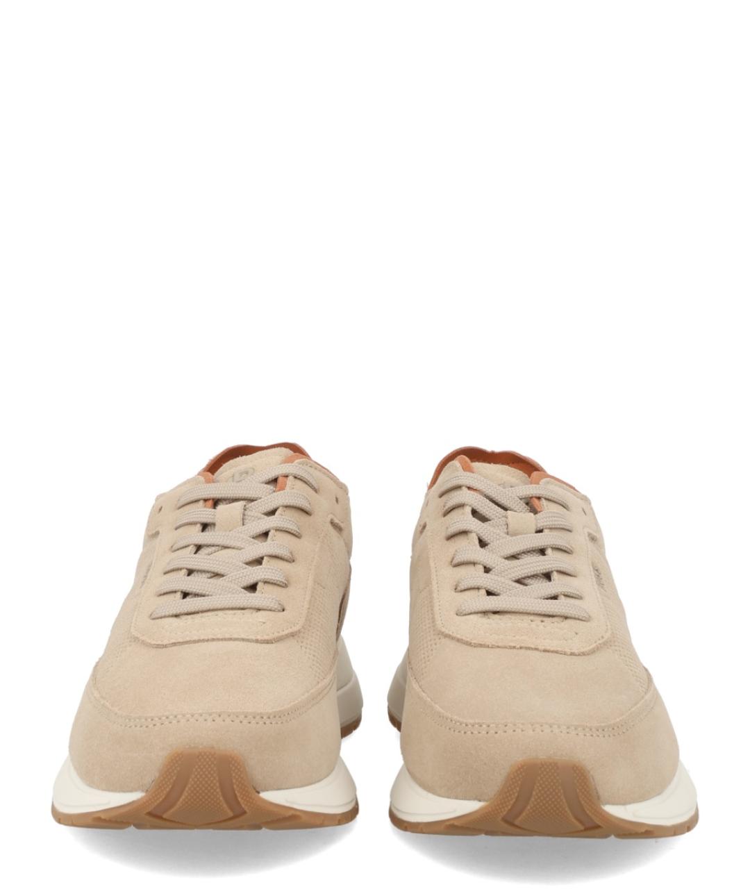 HUGO BOSS Бежевые замшевые низкие кроссовки / кеды, фото 2