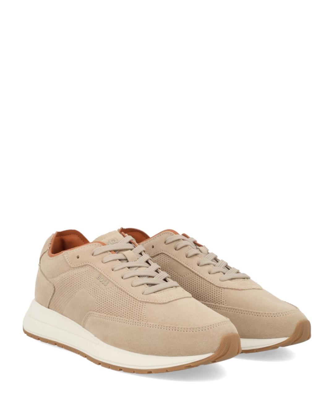 HUGO BOSS Бежевые замшевые низкие кроссовки / кеды, фото 4