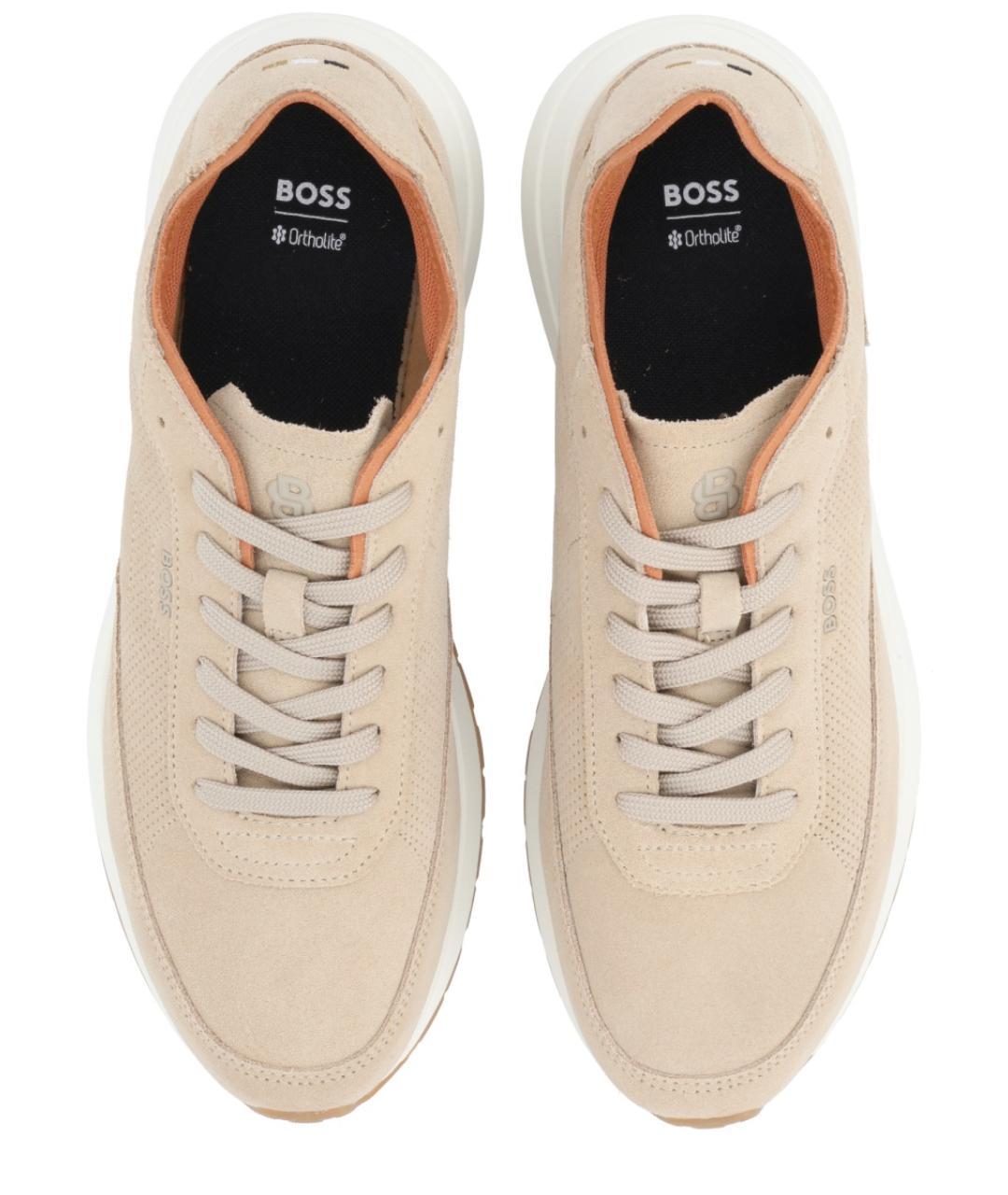 HUGO BOSS Бежевые замшевые низкие кроссовки / кеды, фото 6