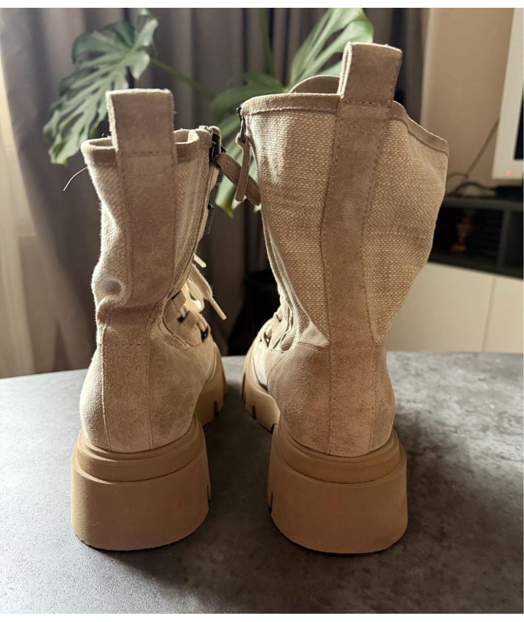 BRUNELLO CUCINELLI Бежевые замшевые ботинки, фото 5