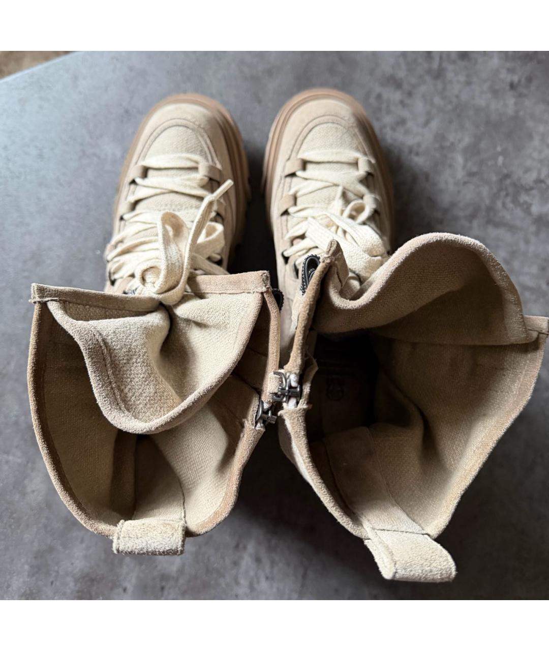 BRUNELLO CUCINELLI Бежевые замшевые ботинки, фото 4