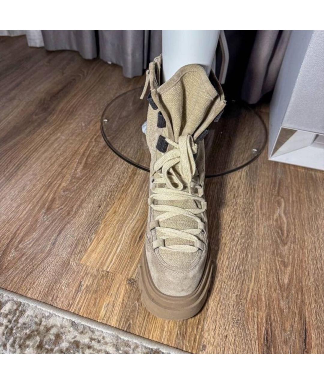 BRUNELLO CUCINELLI Бежевые замшевые ботинки, фото 8