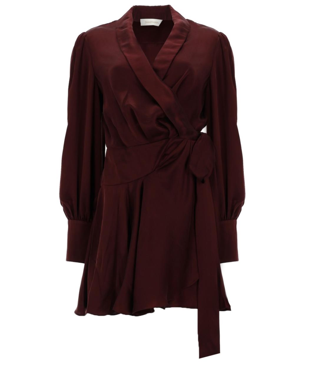 ZIMMERMANN Бордовое шелковое коктейльное платье, фото 1