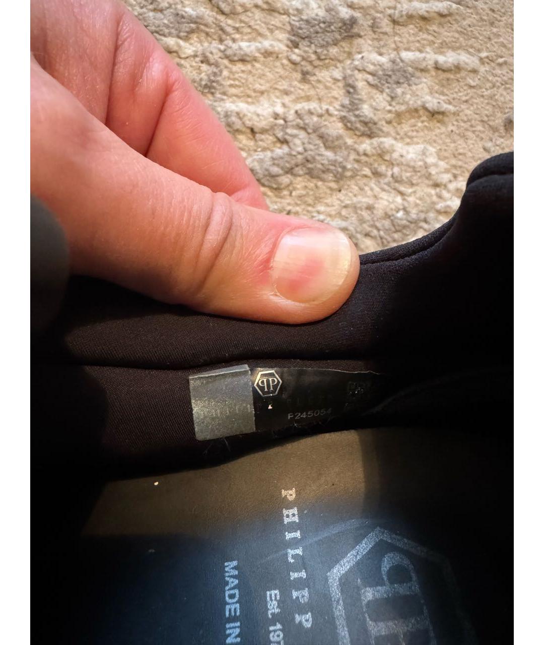 PHILIPP PLEIN Черные нубуковые низкие кроссовки / кеды, фото 7