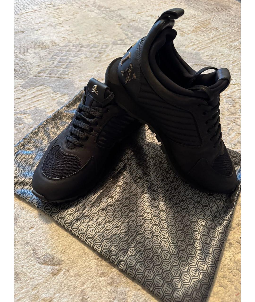 PHILIPP PLEIN Черные нубуковые низкие кроссовки / кеды, фото 5