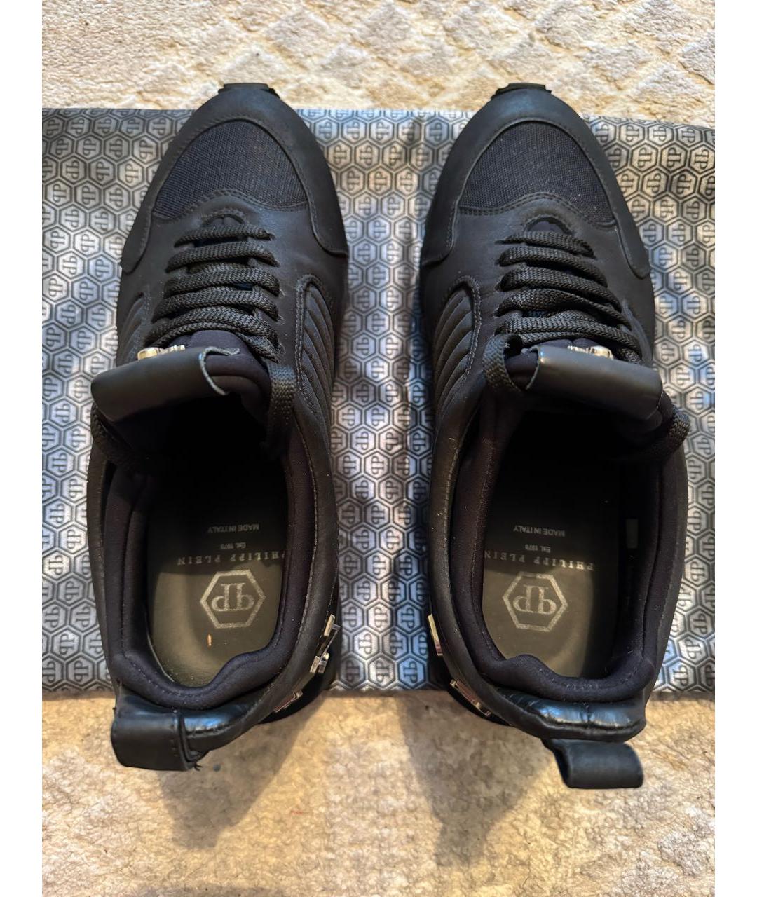 PHILIPP PLEIN Черные нубуковые низкие кроссовки / кеды, фото 3