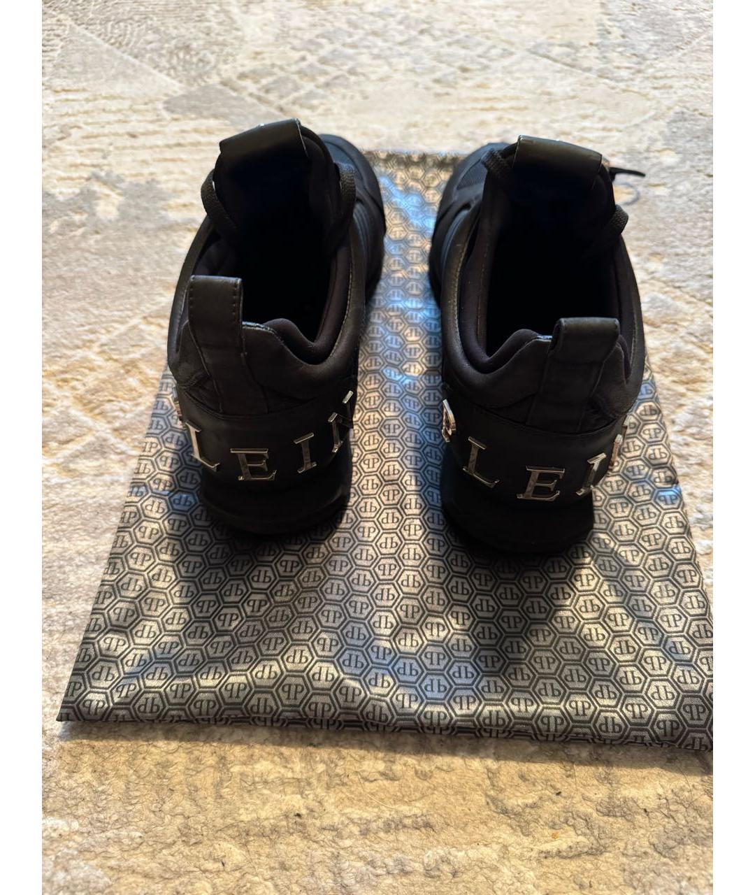 PHILIPP PLEIN Черные нубуковые низкие кроссовки / кеды, фото 4