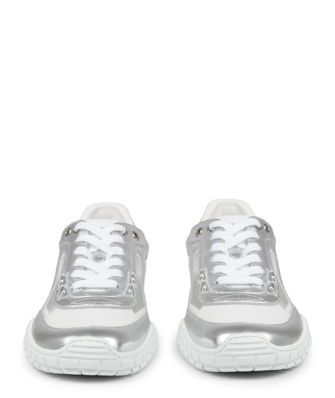 CHRISTIAN DIOR Серебряные кожаные кеды, фото 3