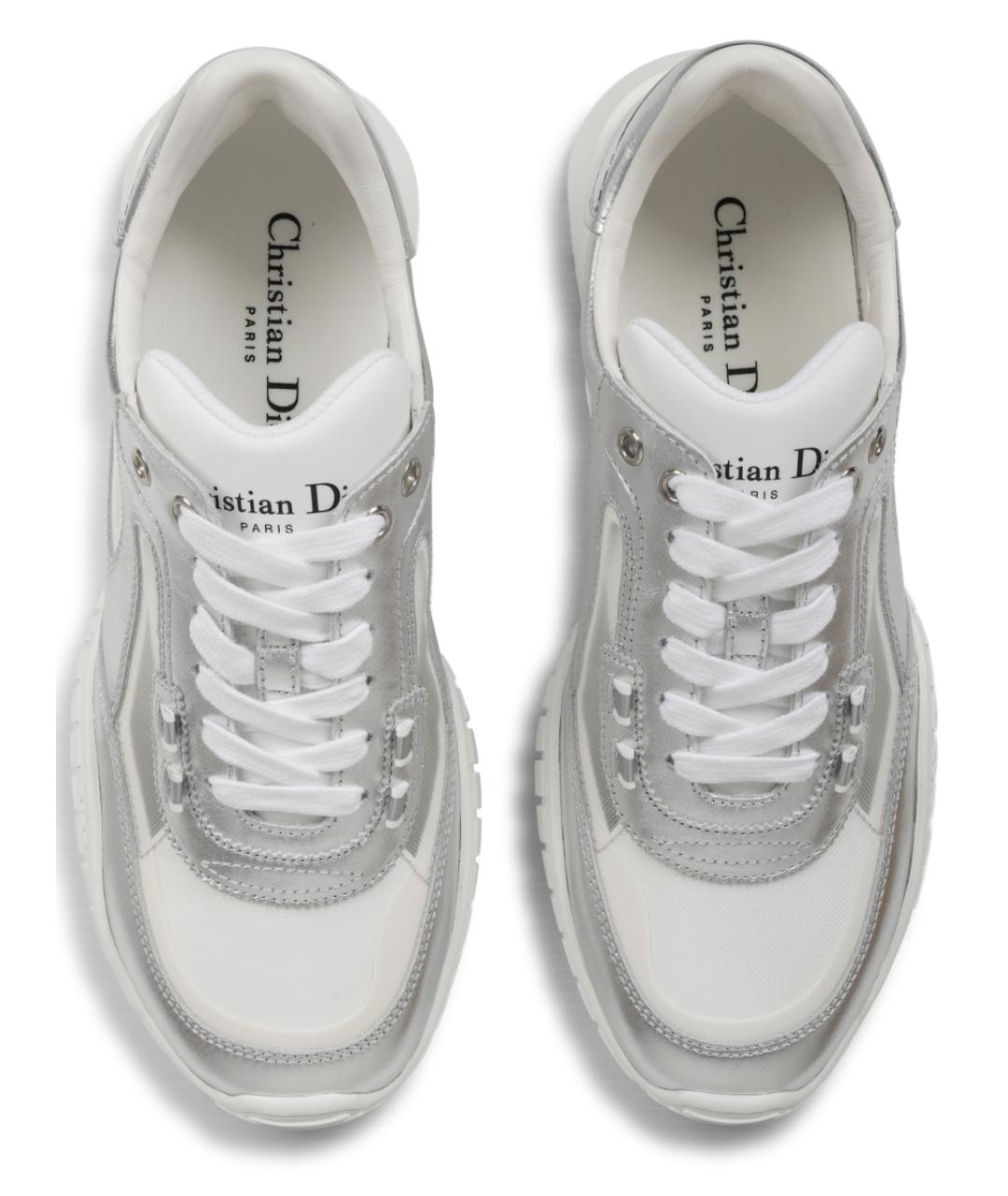 CHRISTIAN DIOR Серебряные кожаные кеды, фото 5