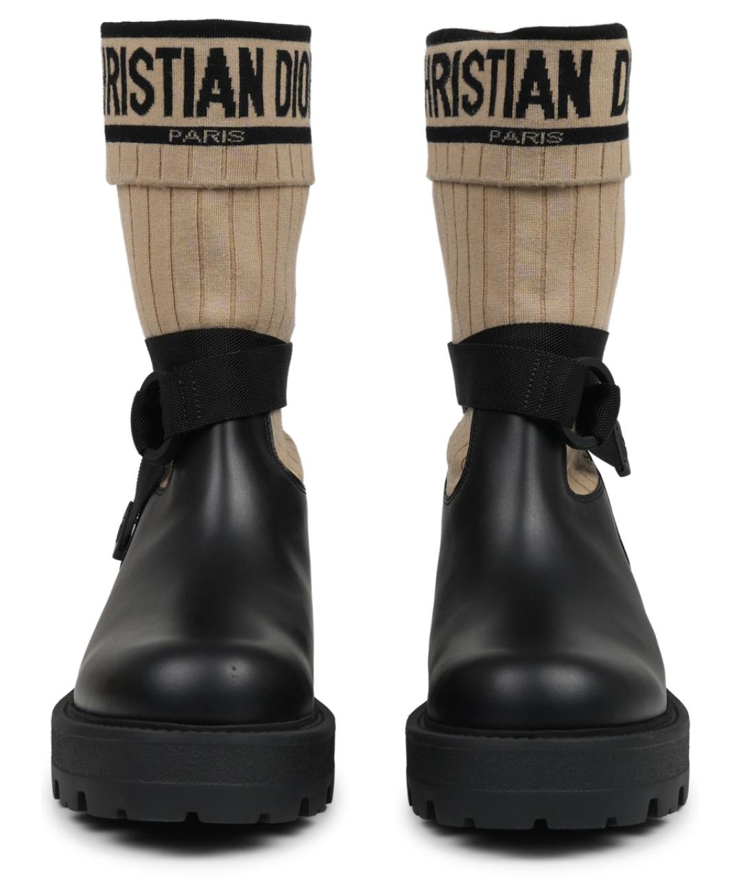 CHRISTIAN DIOR Черные кожаные ботинки, фото 3