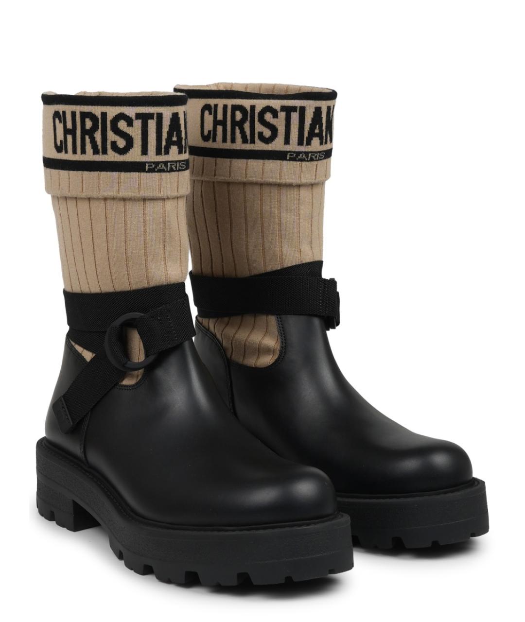 CHRISTIAN DIOR Черные кожаные ботинки, фото 2