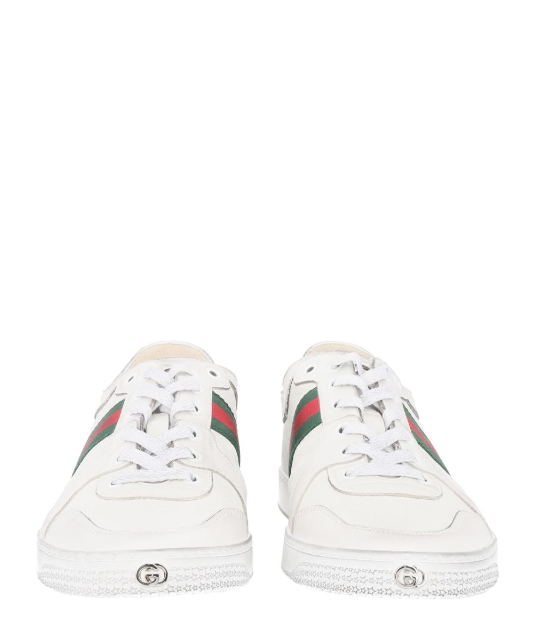 GUCCI Белые кожаные низкие кроссовки / кеды, фото 3
