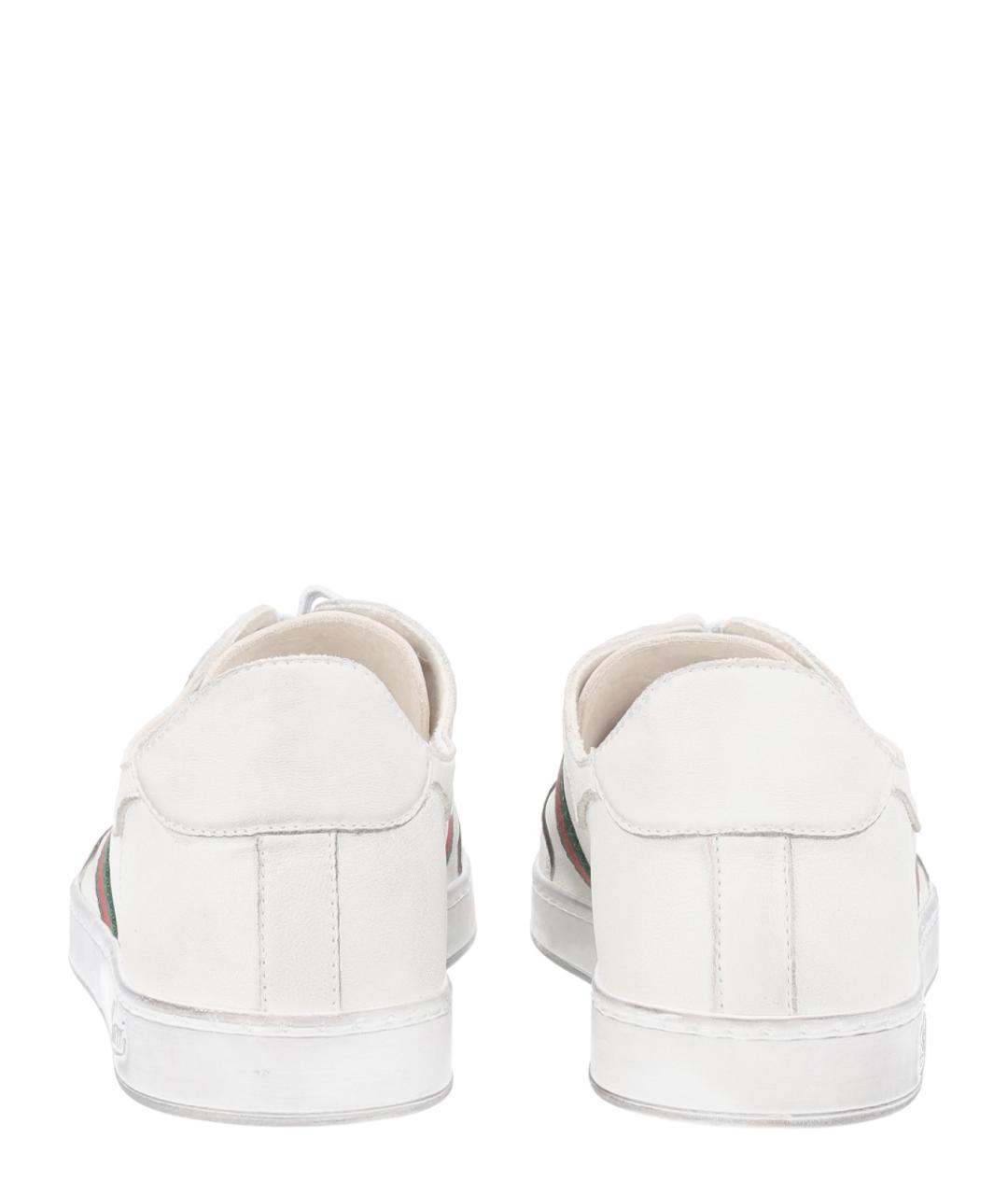 GUCCI Белые кожаные низкие кроссовки / кеды, фото 4