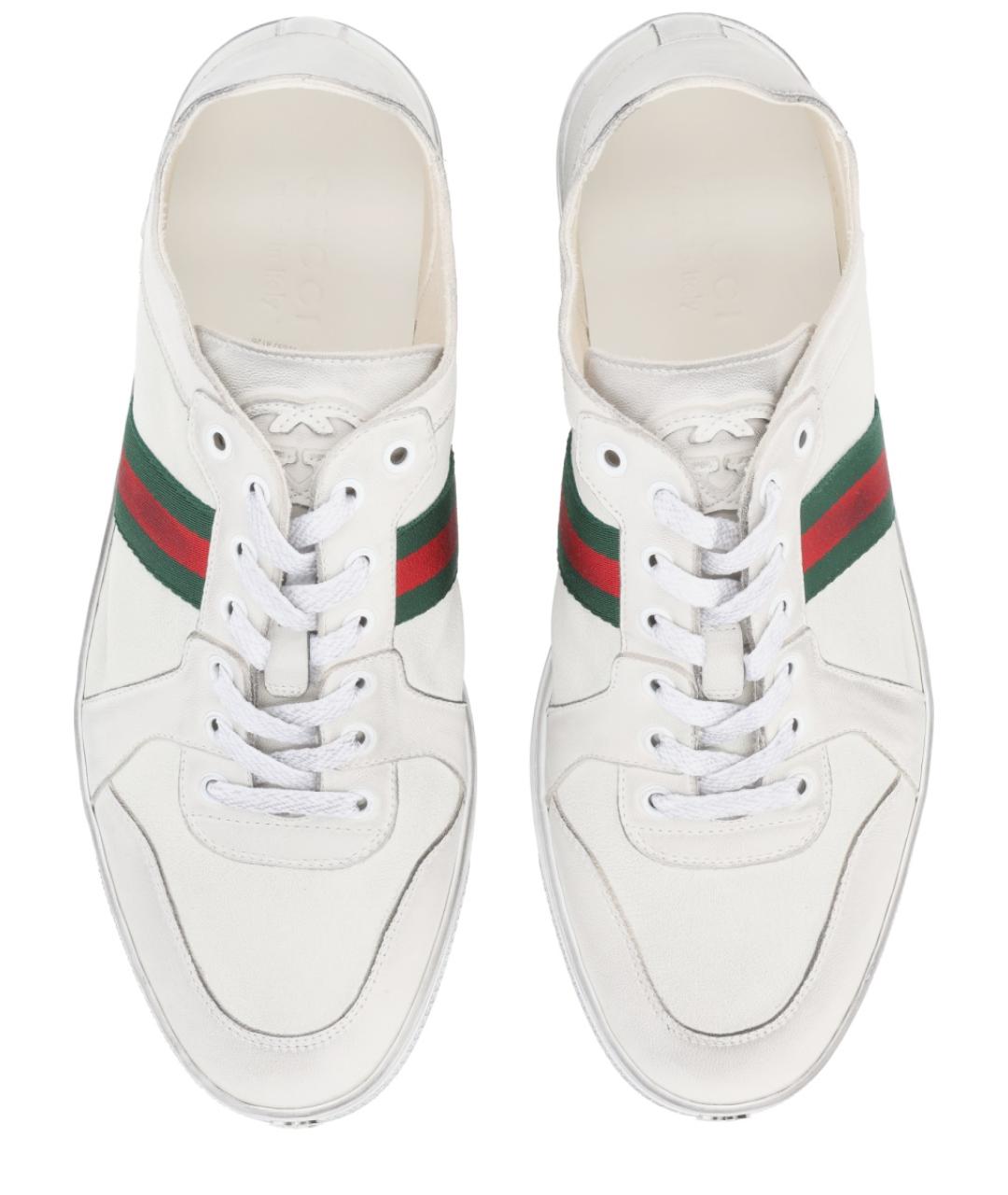 GUCCI Белые кожаные низкие кроссовки / кеды, фото 6