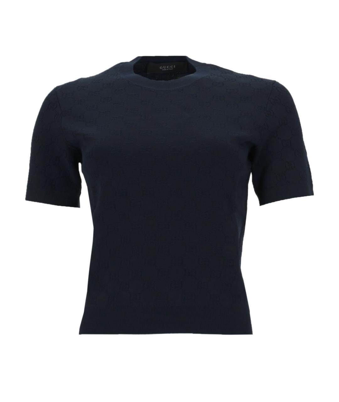 GUCCI Синяя вискозная футболка, фото 1