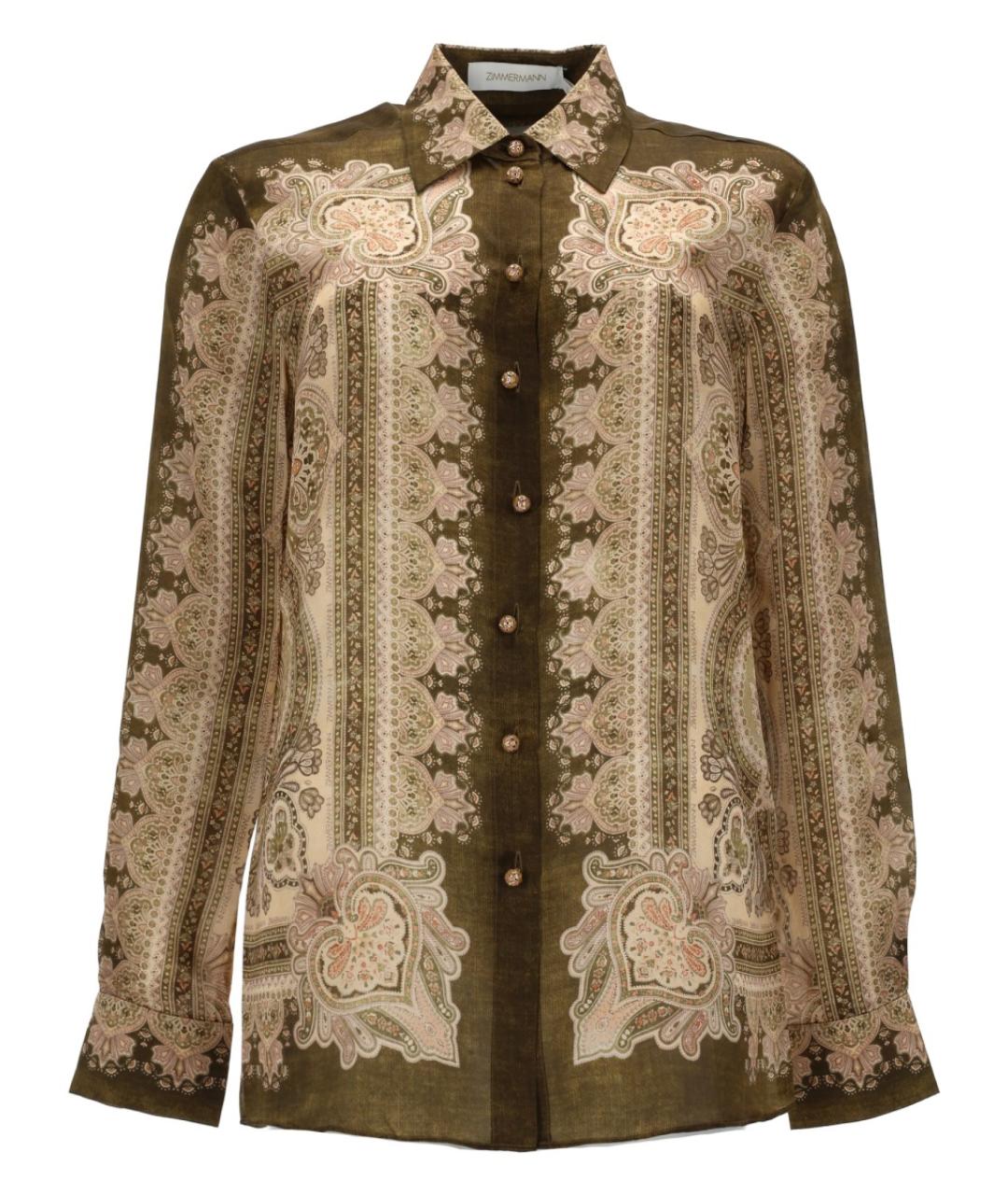 ZIMMERMANN Зеленая шелковая рубашка, фото 1