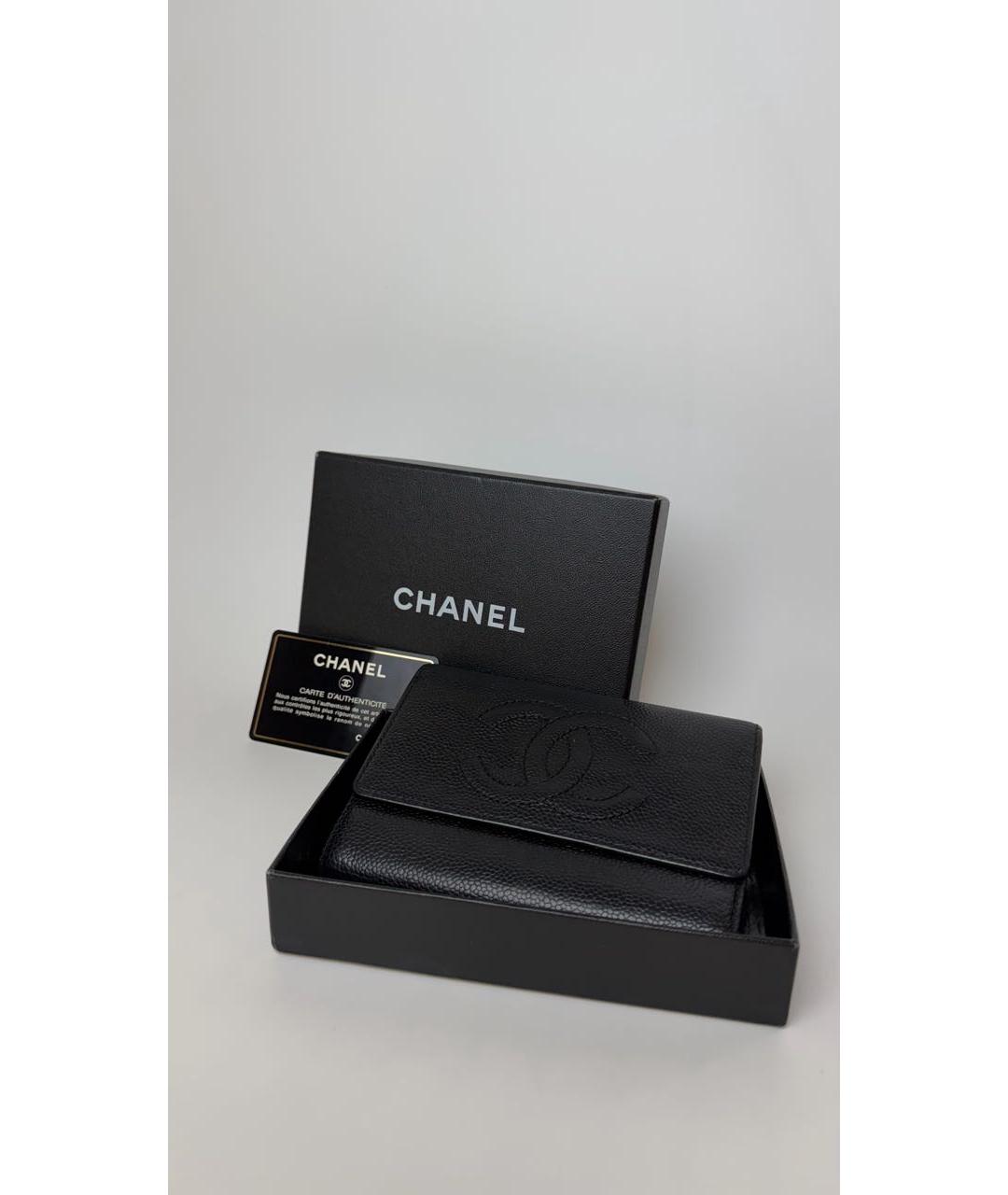 CHANEL Черный кожаный кошелек, фото 3