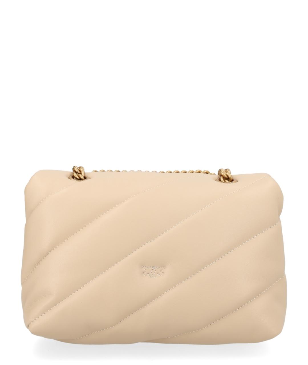 PINKO Бежевая кожаная сумка через плечо, фото 3