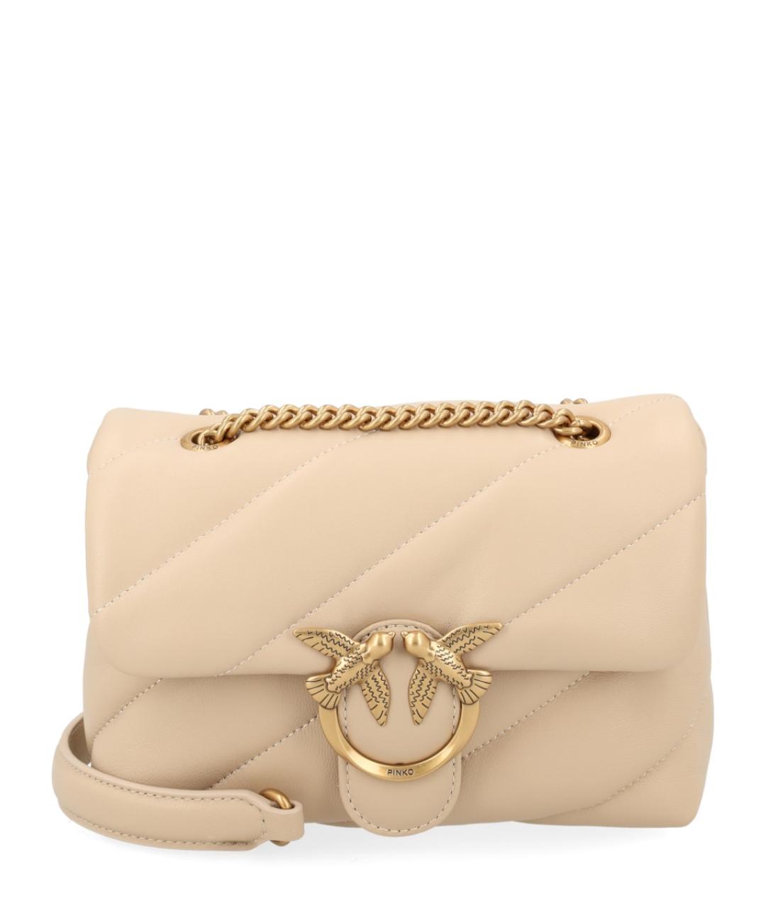 PINKO Бежевая кожаная сумка через плечо, фото 1