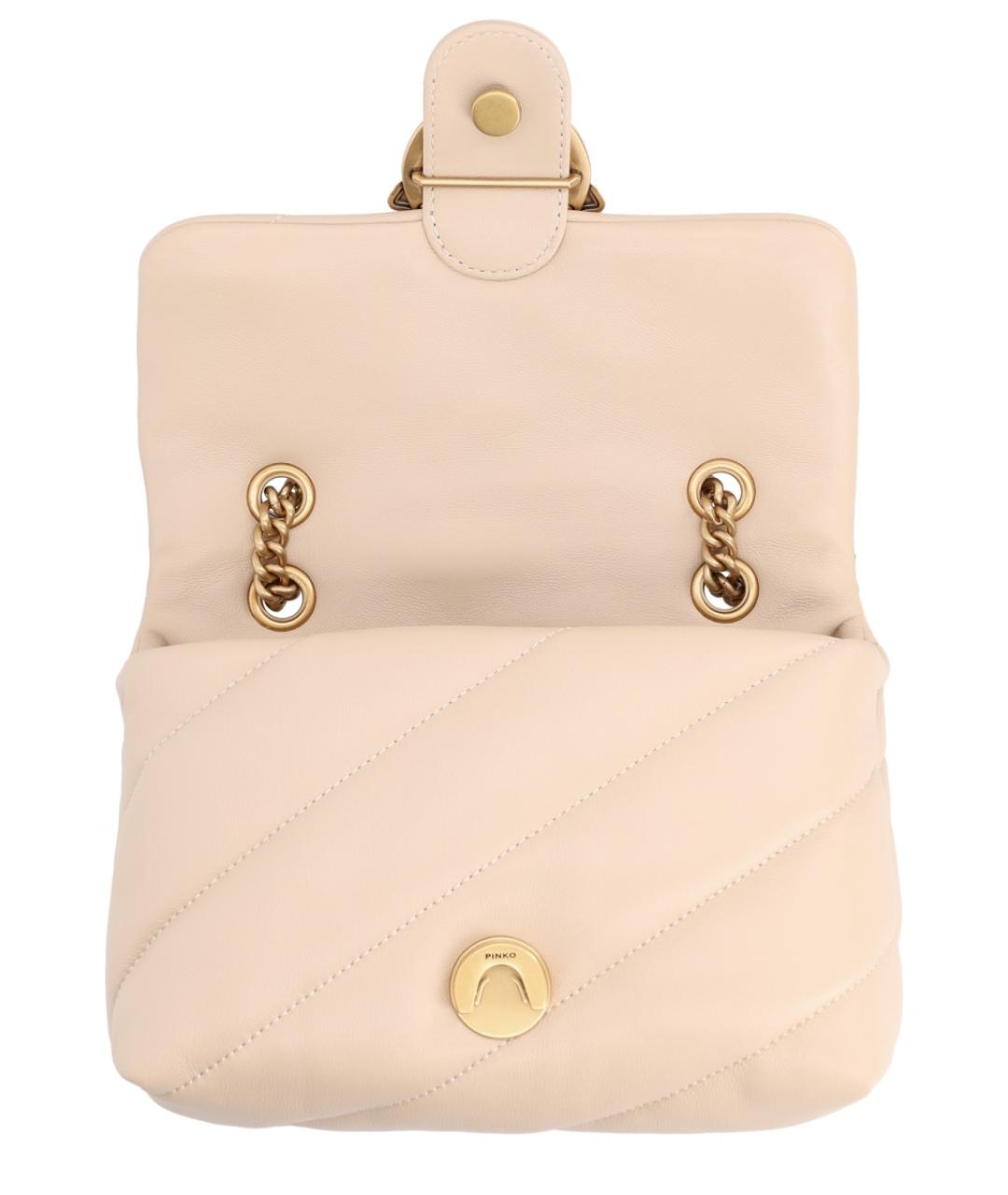 PINKO Бежевая кожаная сумка через плечо, фото 4