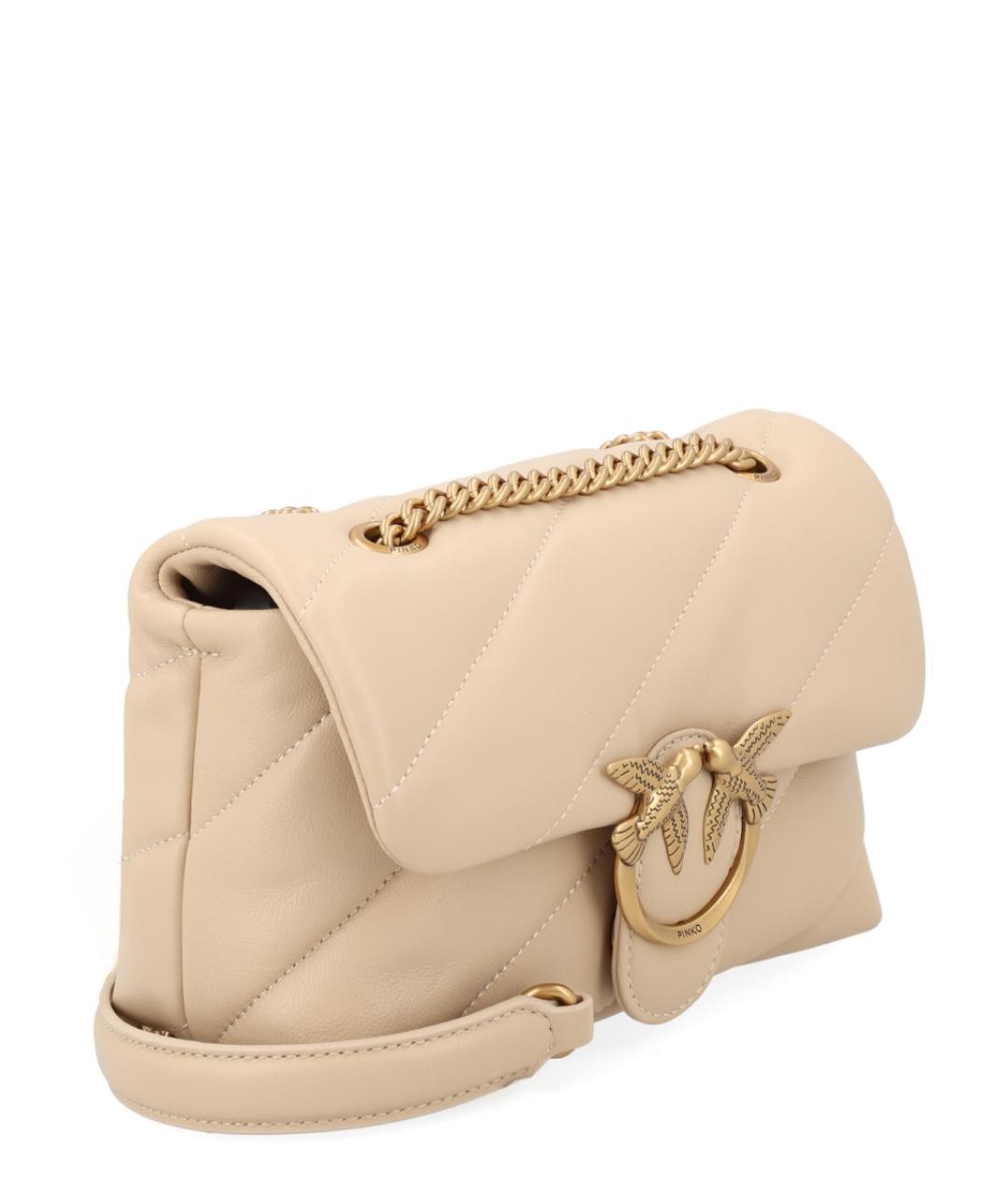 PINKO Бежевая кожаная сумка через плечо, фото 2