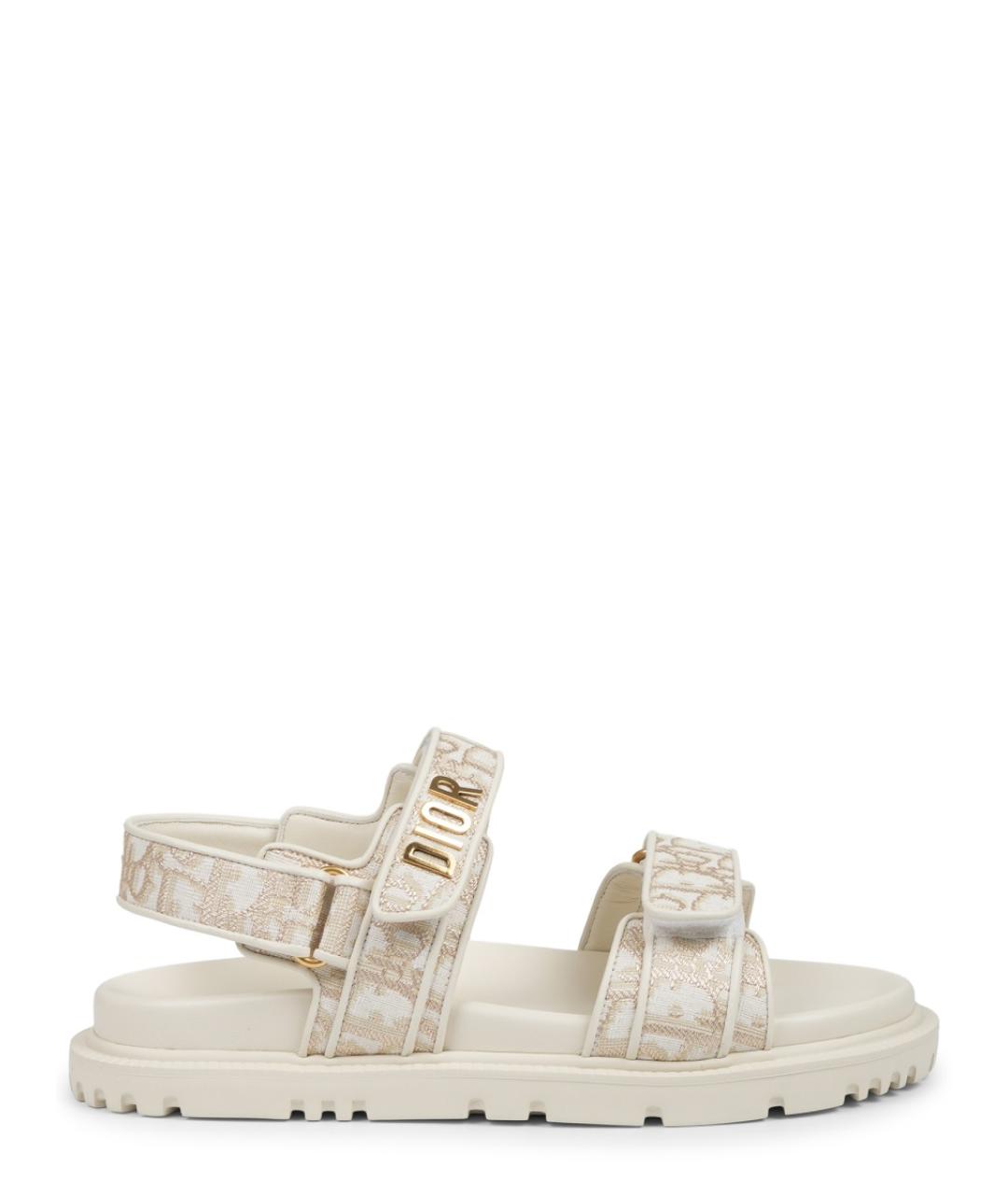 CHRISTIAN DIOR Бежевые текстильные сандалии, фото 5