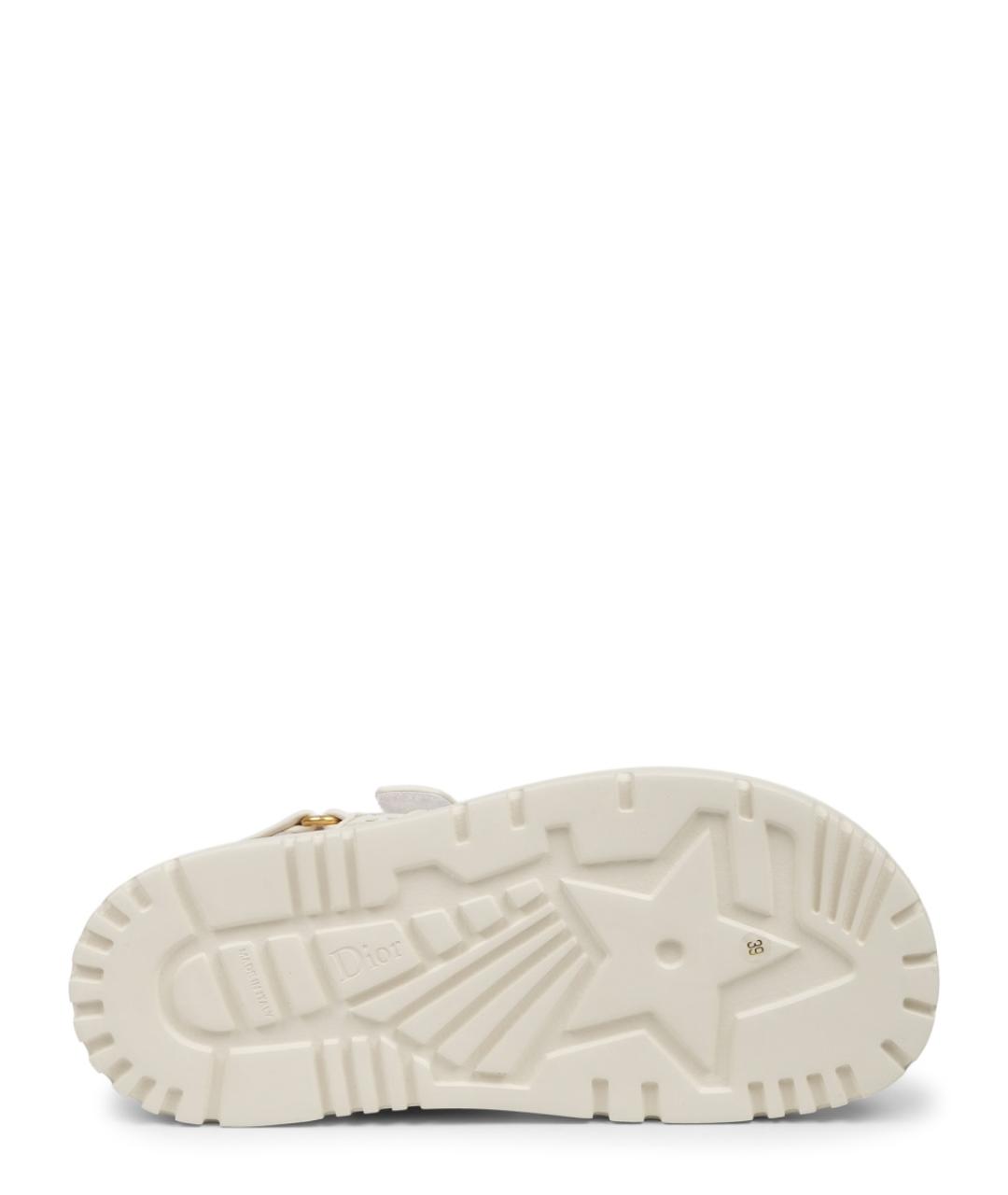 CHRISTIAN DIOR Бежевые текстильные сандалии, фото 4