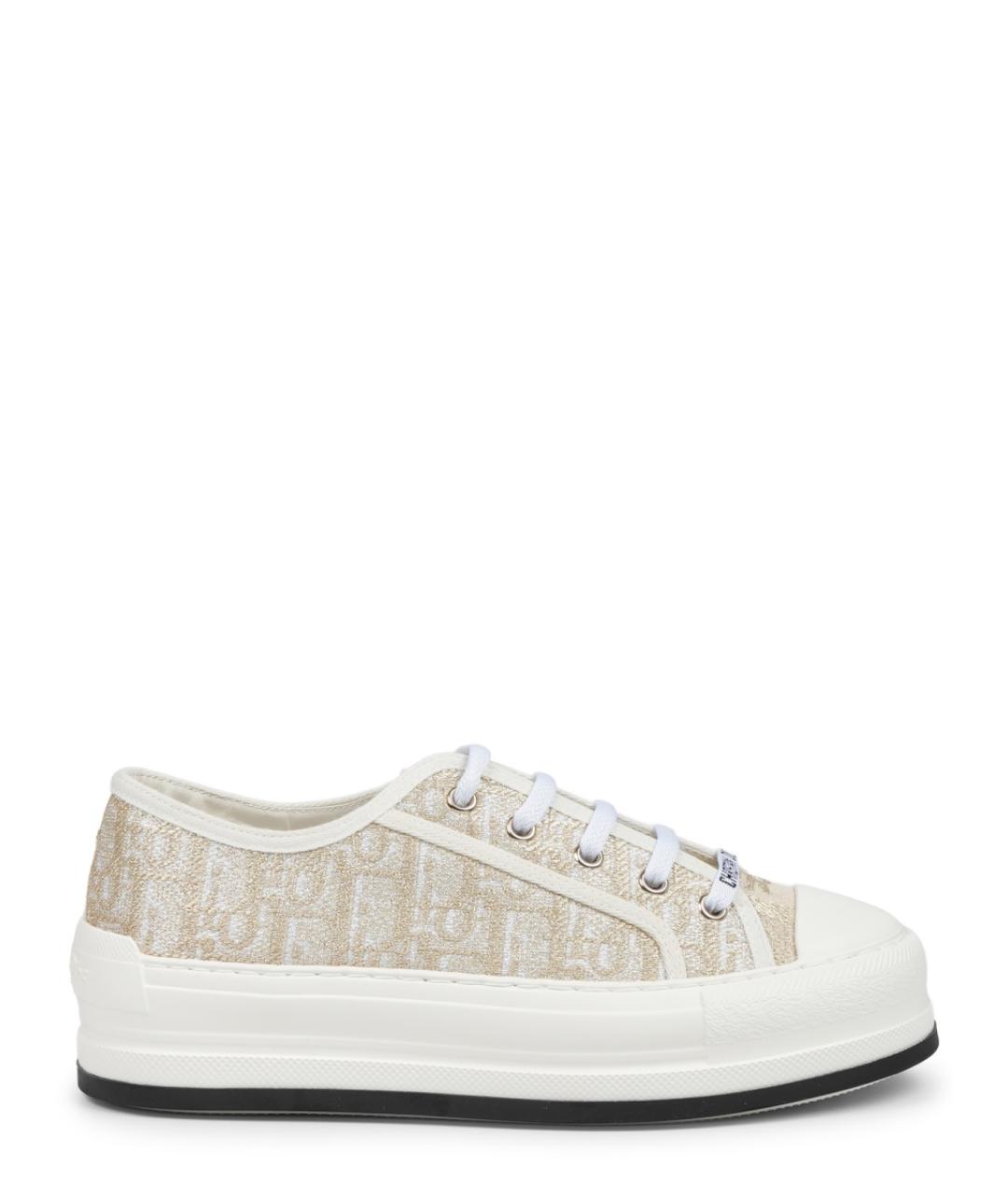 CHRISTIAN DIOR Бежевые текстильные кеды, фото 1