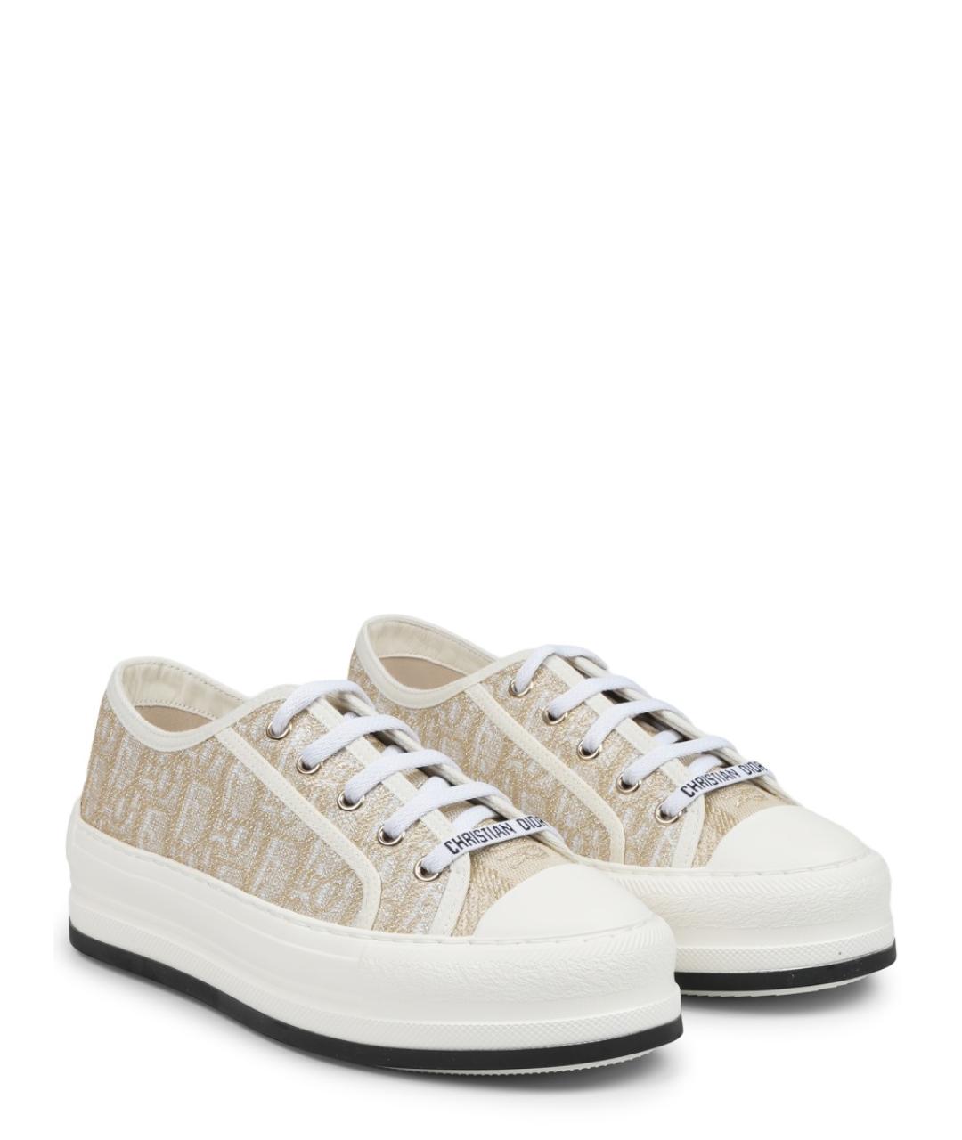 CHRISTIAN DIOR Бежевые текстильные кеды, фото 2