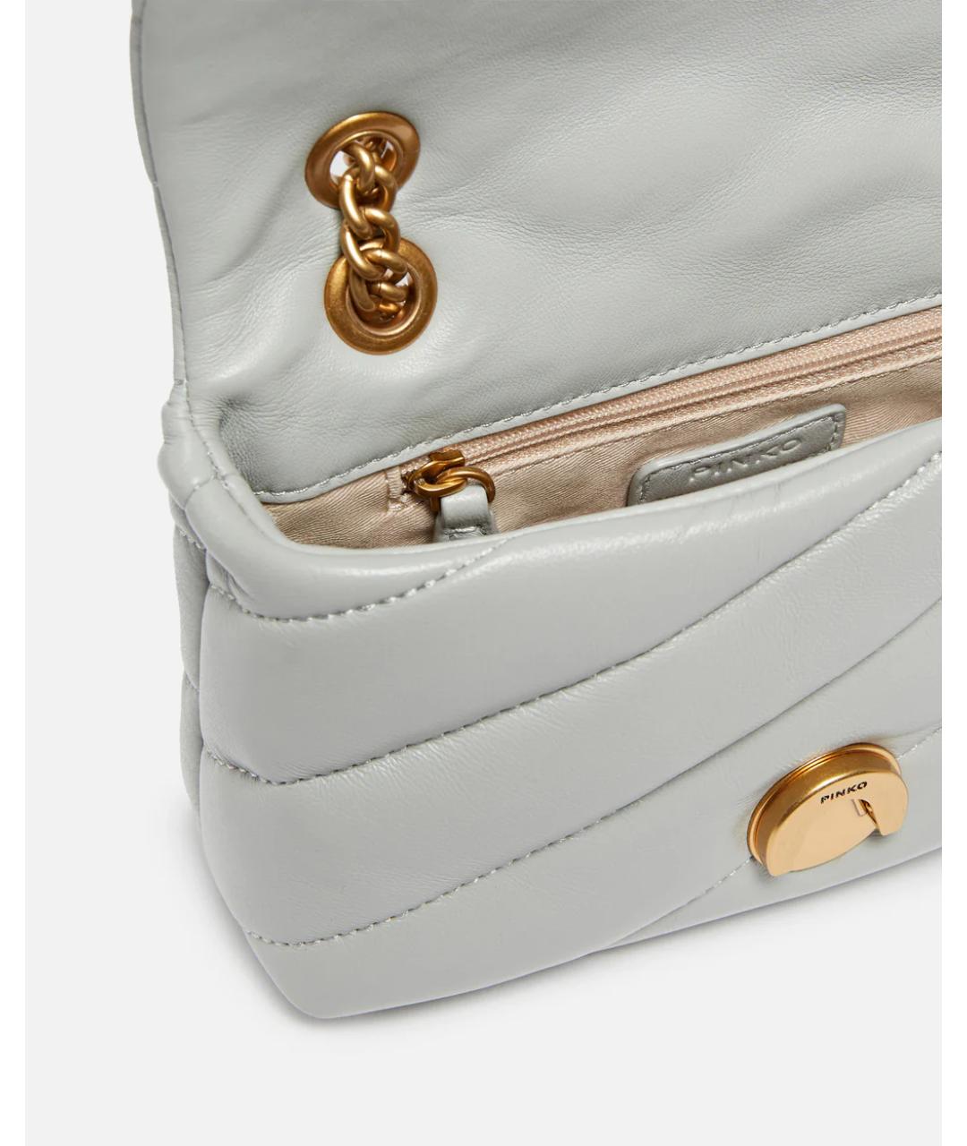 PINKO Серая кожаная сумка через плечо, фото 6