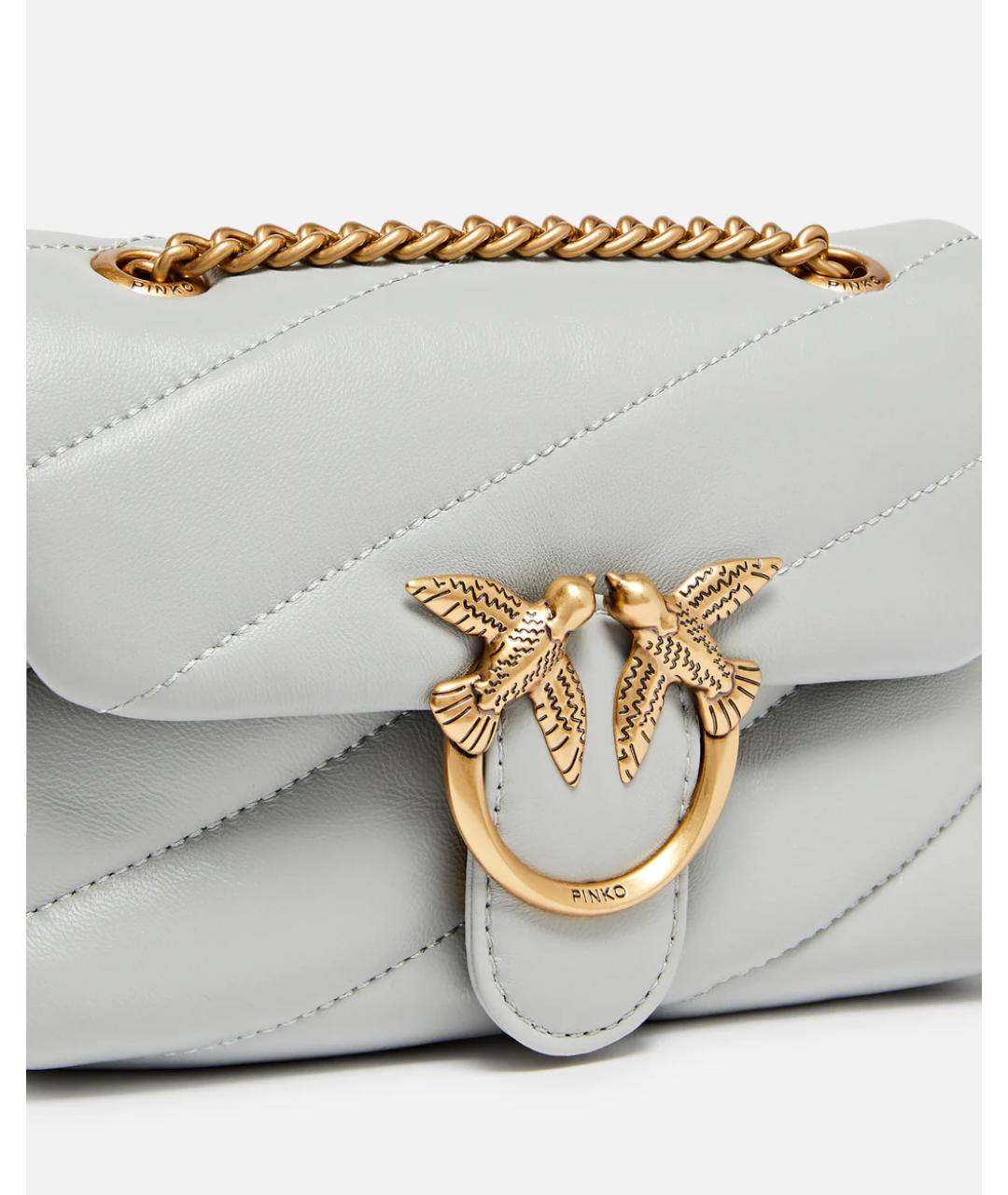 PINKO Серая кожаная сумка через плечо, фото 5