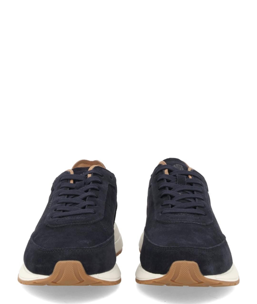 HUGO BOSS Темно-синие замшевые низкие кроссовки / кеды, фото 3
