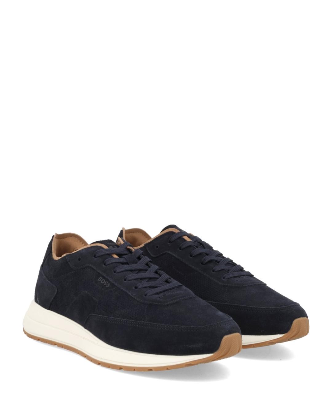 HUGO BOSS Темно-синие замшевые низкие кроссовки / кеды, фото 2