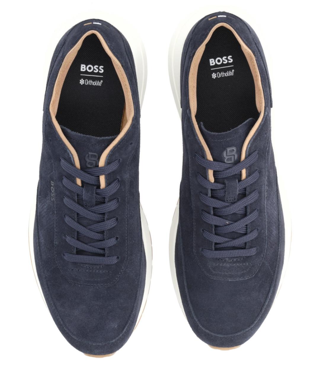 HUGO BOSS Темно-синие замшевые низкие кроссовки / кеды, фото 5