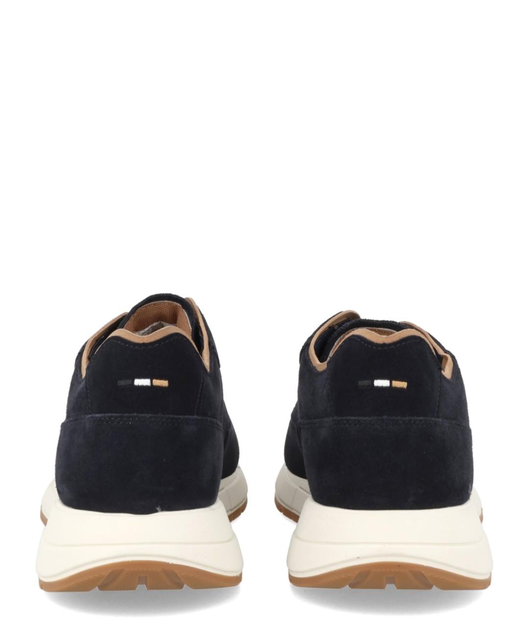 HUGO BOSS Темно-синие замшевые низкие кроссовки / кеды, фото 4