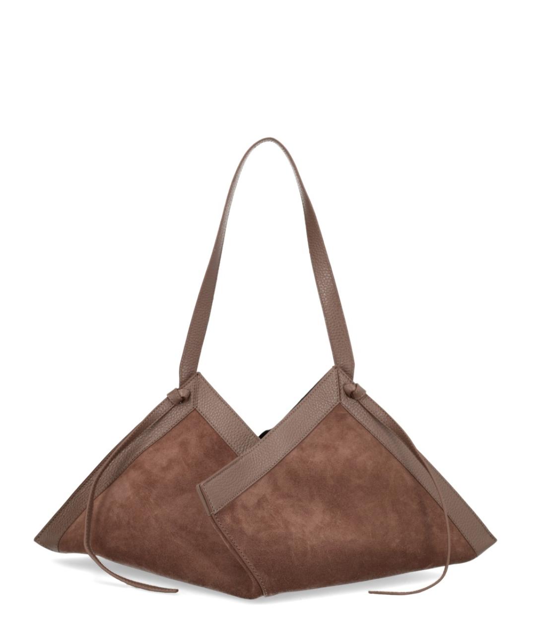 YUZEFI Коричневая замшевая сумка через плечо, фото 1