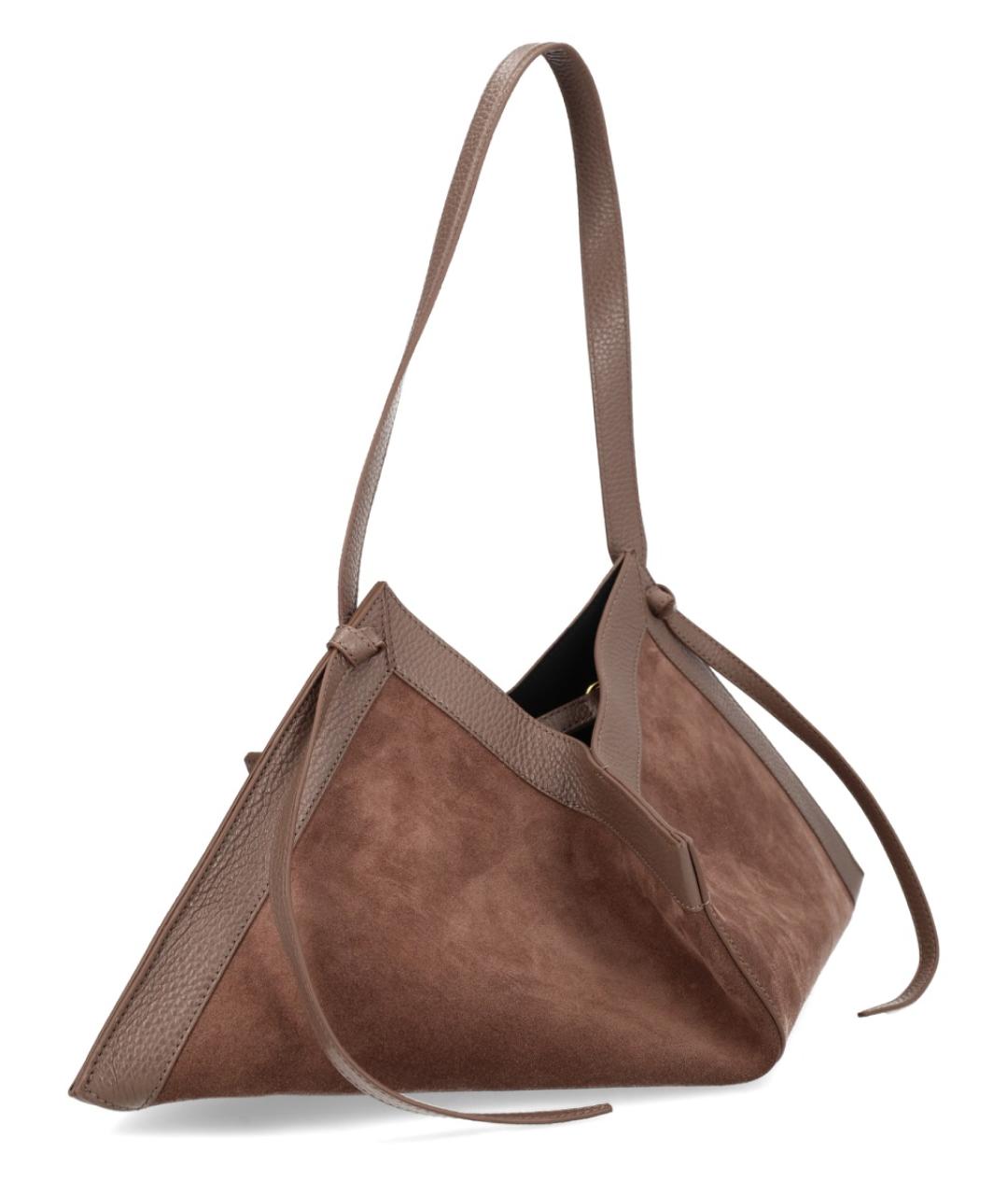 YUZEFI Коричневая замшевая сумка через плечо, фото 2