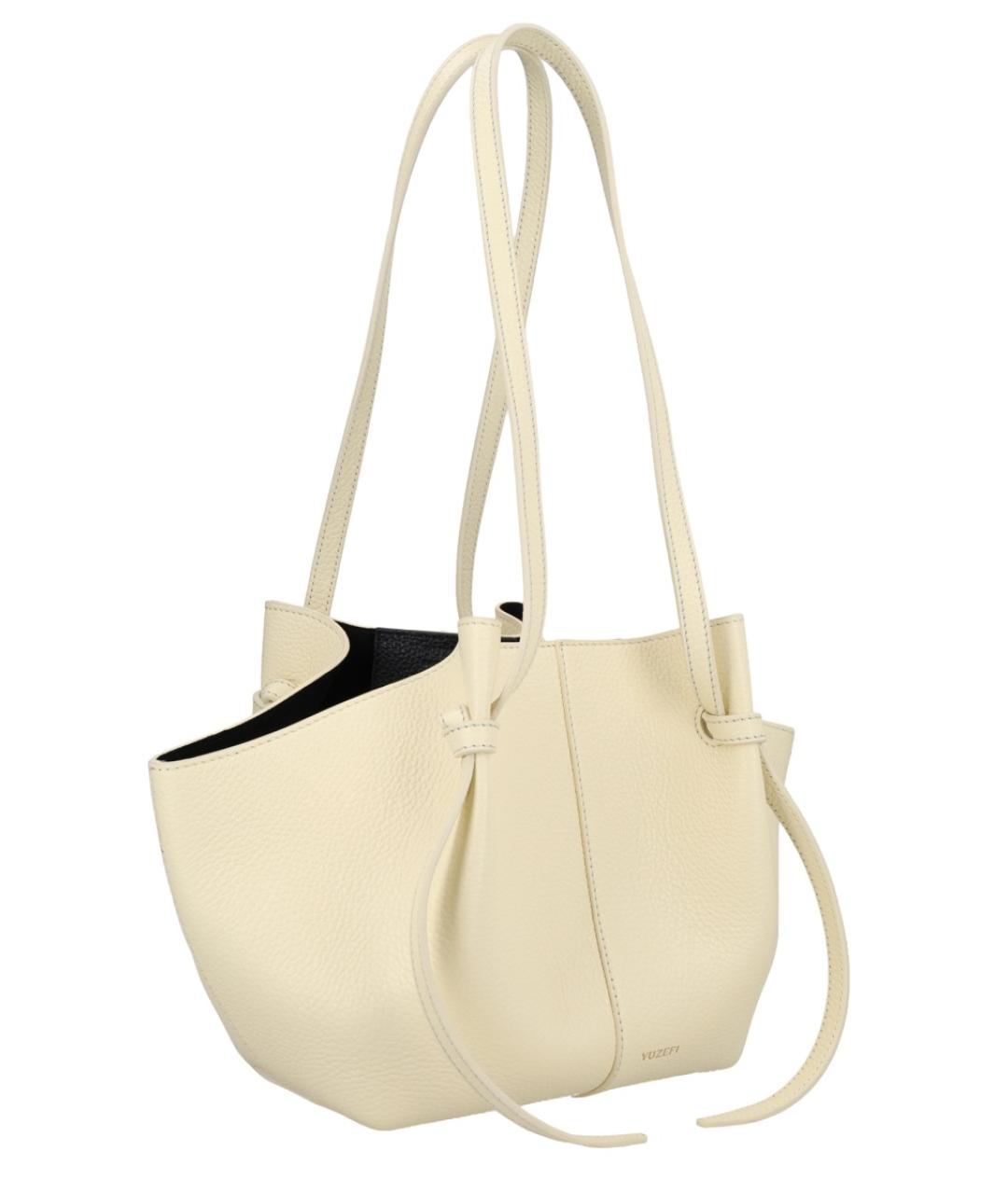 YUZEFI Белая кожаная сумка тоут, фото 2