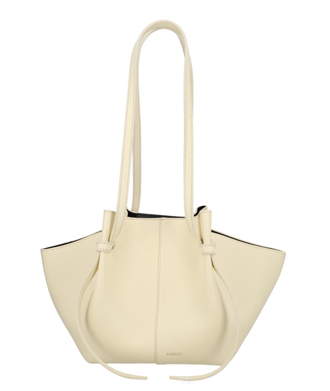 YUZEFI Белая кожаная сумка тоут, фото 1