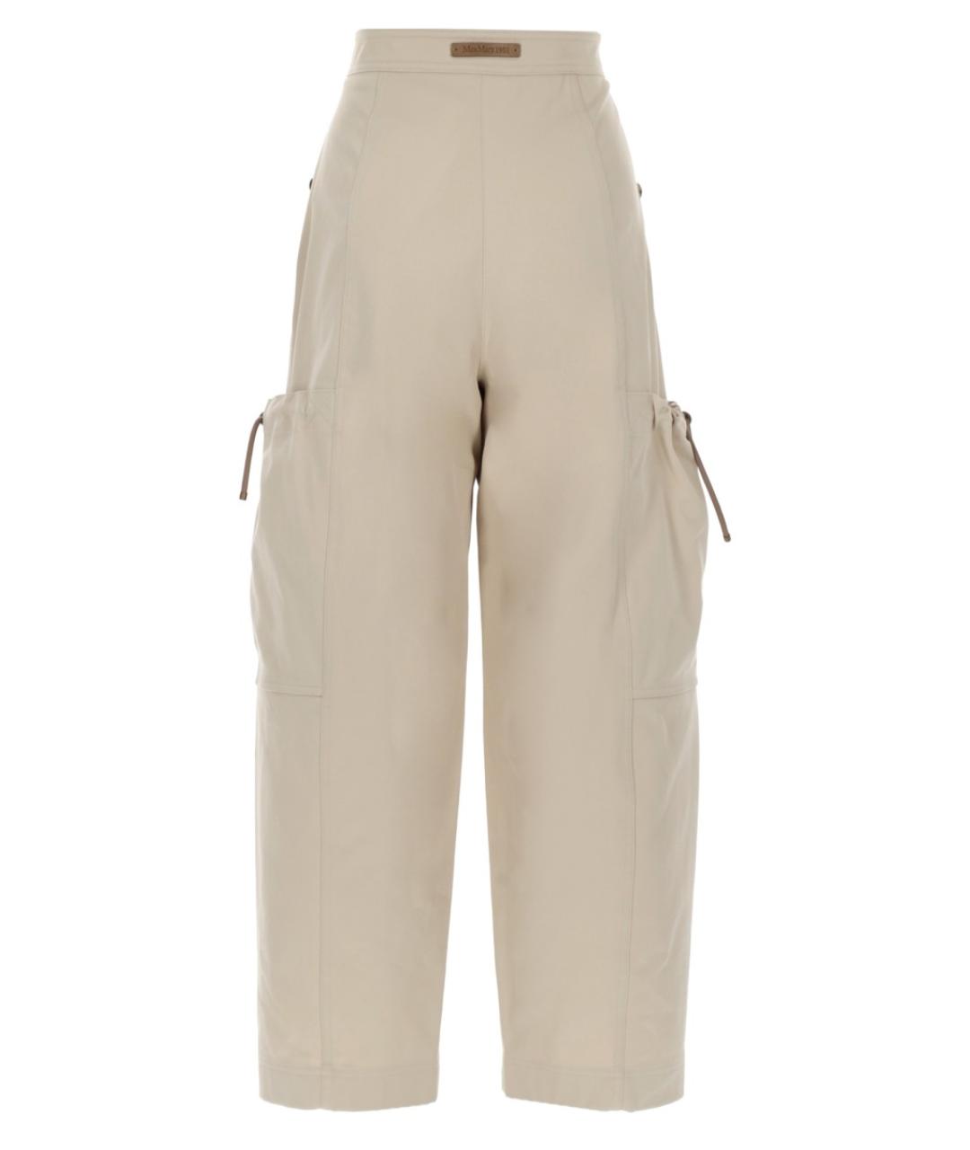 MAX MARA Бежевые хлопковые прямые брюки, фото 2